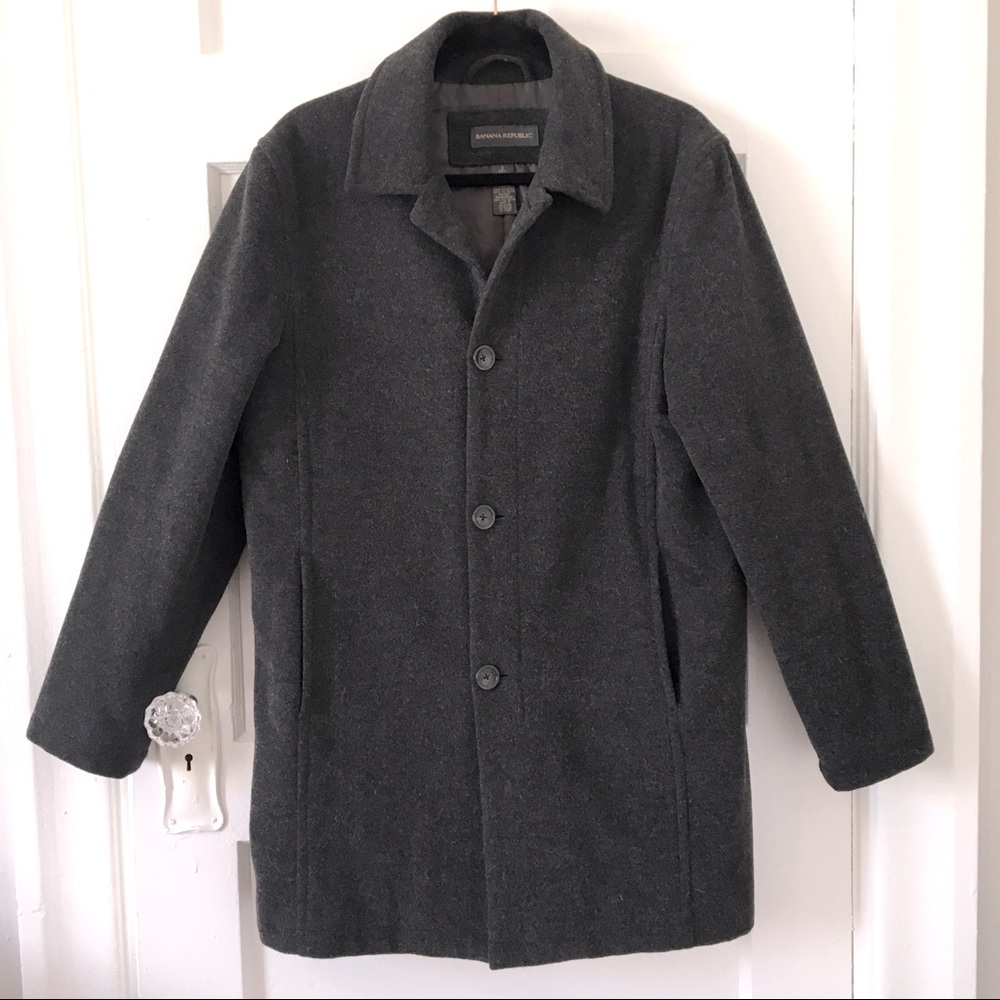 Banana Republic Charcoal Grey Wool Cashmere Blend Pea Coat Small S